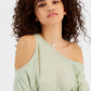 GUESS Women's Audrey One Shoulder Sweater Green Size Large