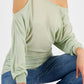 GUESS Women's Audrey One Shoulder Sweater Green Size Large