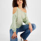 GUESS Women's Audrey One Shoulder Sweater Green Size Large