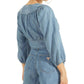 GUESS Women's Faux Wrap Crop Top Blue Size X-Small