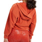 GUESS Women's Deanna Tie Hem Hoodie Brown Size Medium