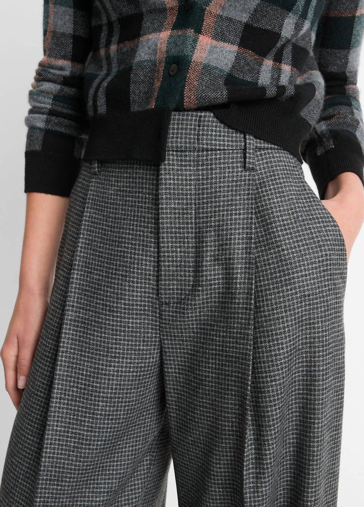 Vince - High Waisted Microcheck Trouser