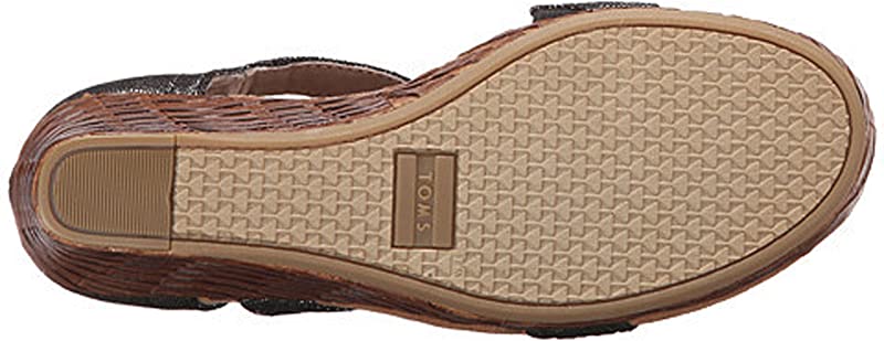 TOMS Women's Clarissa Wedges Black/Metallic Linen