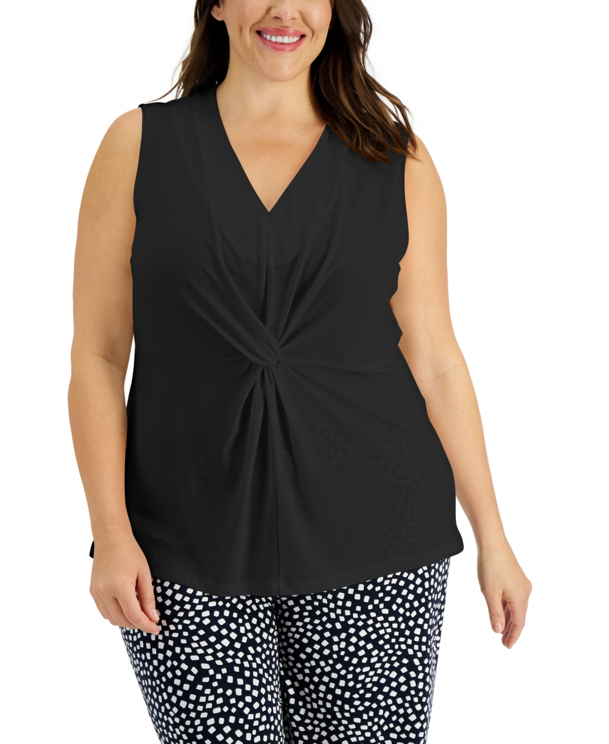 Alfani Women's Twisted Tank Top Black Size 2X