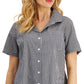 Karen Scott Women's Gingham Woven Shirt Black Size Petite Large
