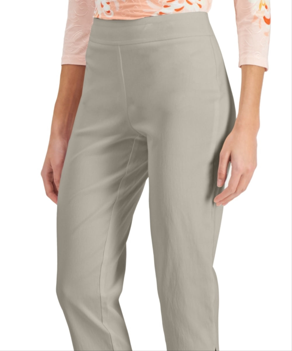 JM Collection Women's Lattice Hem Capri Pants Grey Size Large