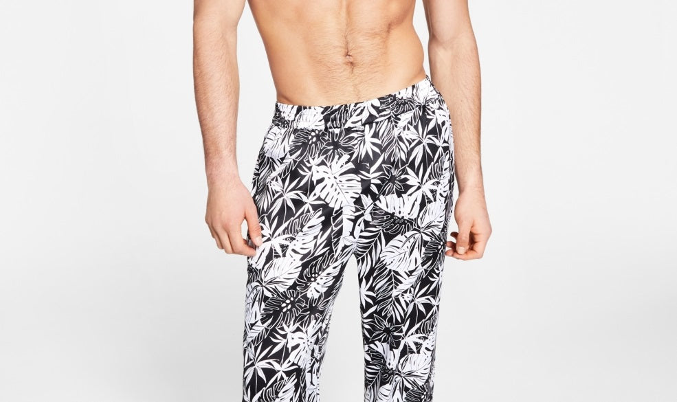 INC International Concepts Men's Printed Satin Pajama Pants Black Size X-Large