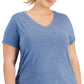 Style & Co Women's Solid Burnout T-Shirt Blue Size 3X