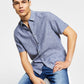 INC International Concepts Men's Regular Fit Linen Shirt Blue Size Small