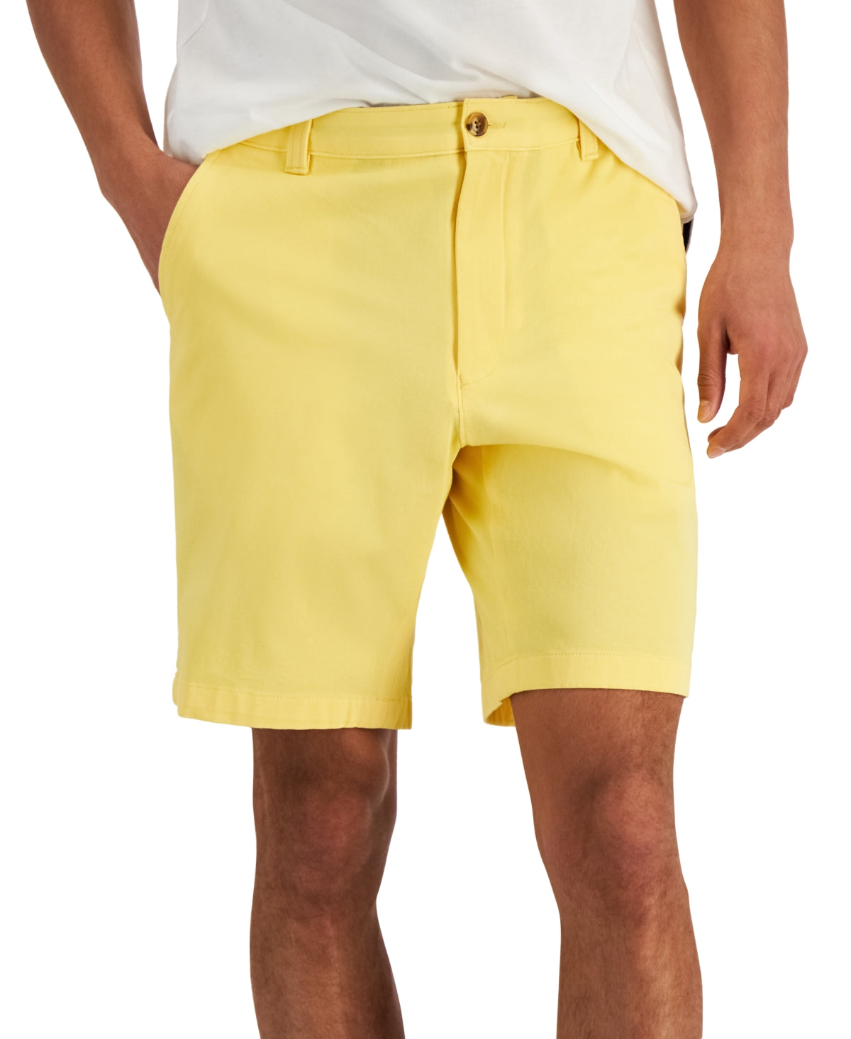 Club Room Men's Regular Fit 9 4 Way Stretch Shorts Yellow