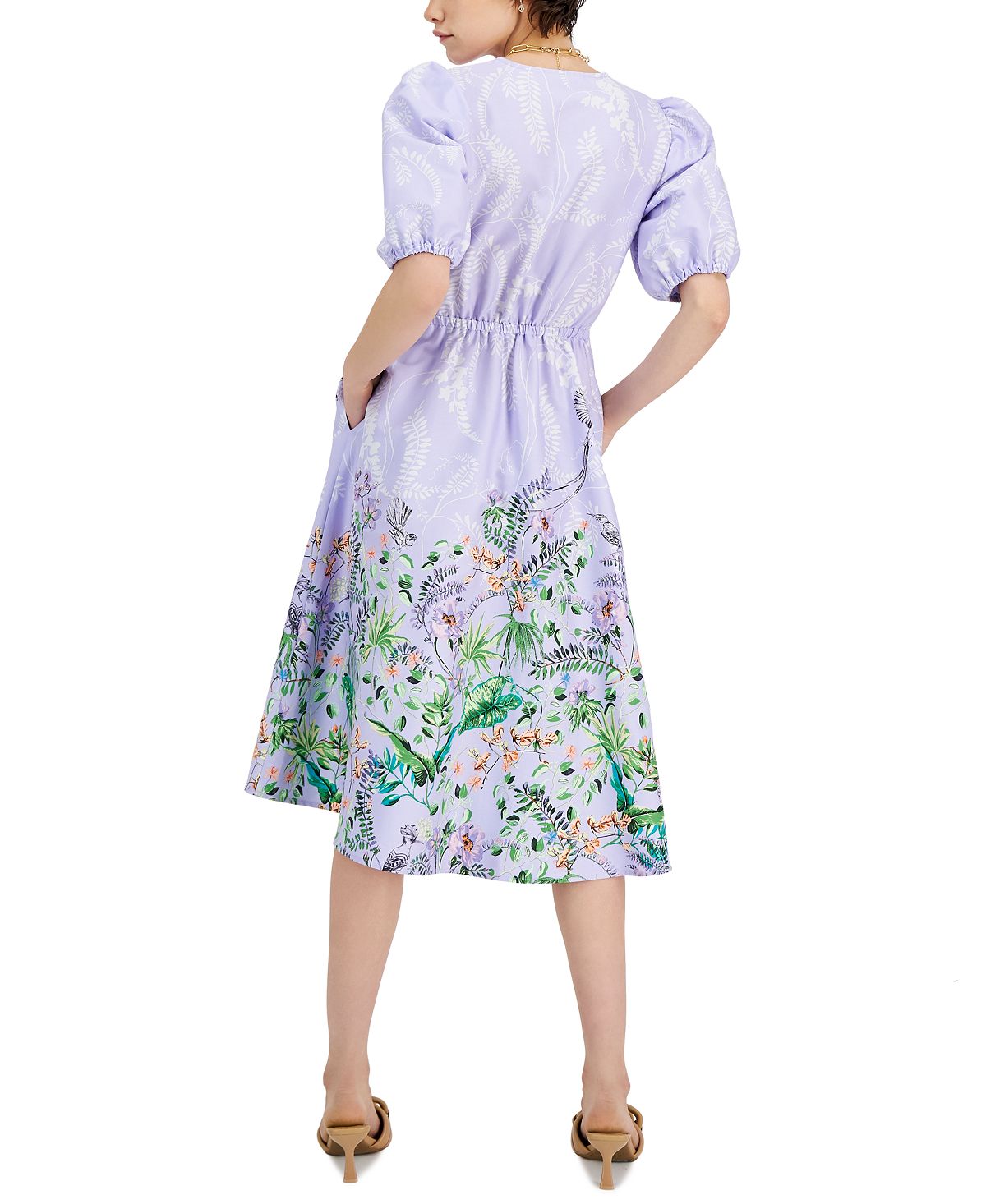 INC International Concepts Women's Printed Cutout Dress Purple Size Large