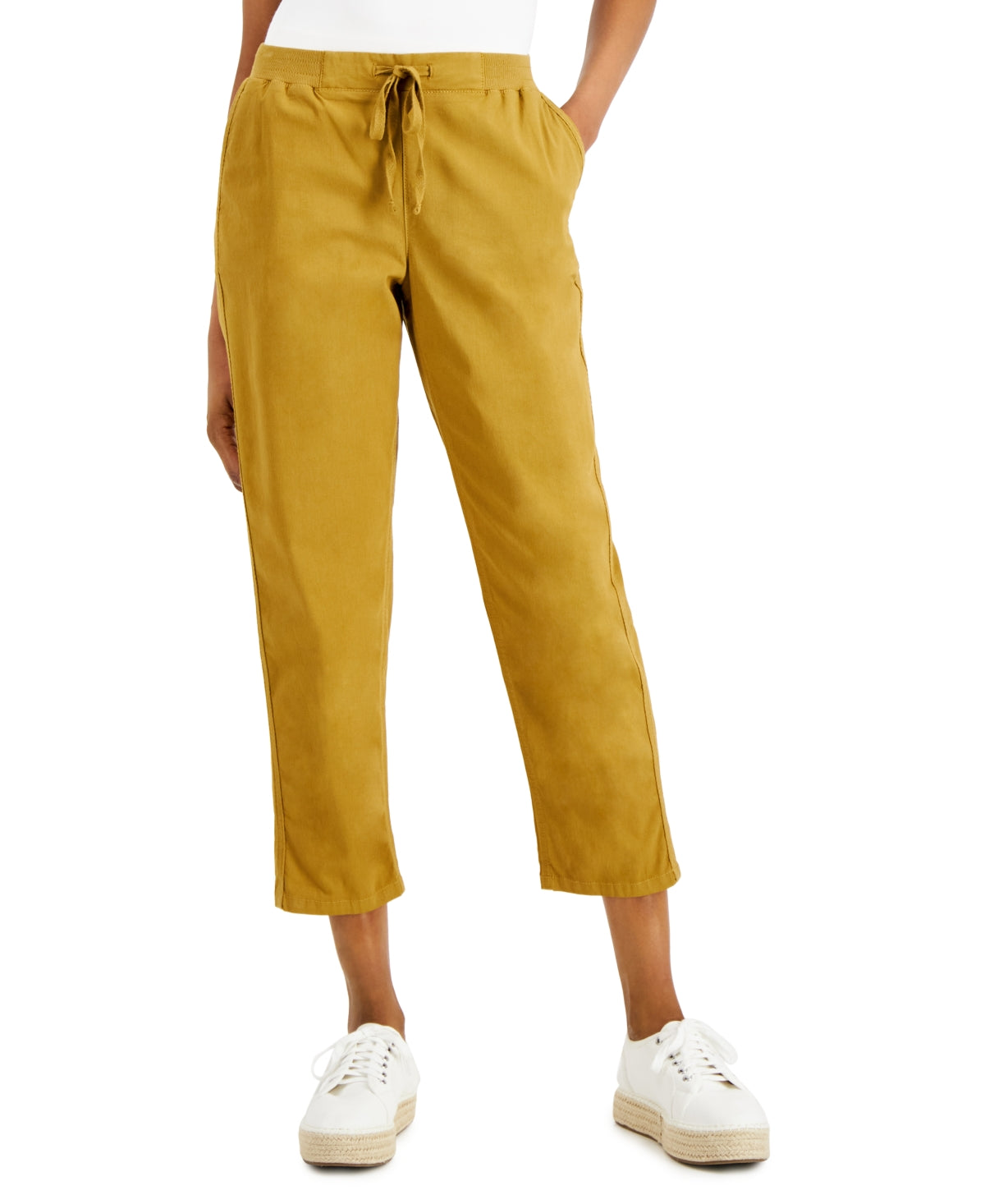 Style & Co Women's Pull On Cuffed Ankle Pants Brown Size Petite Large