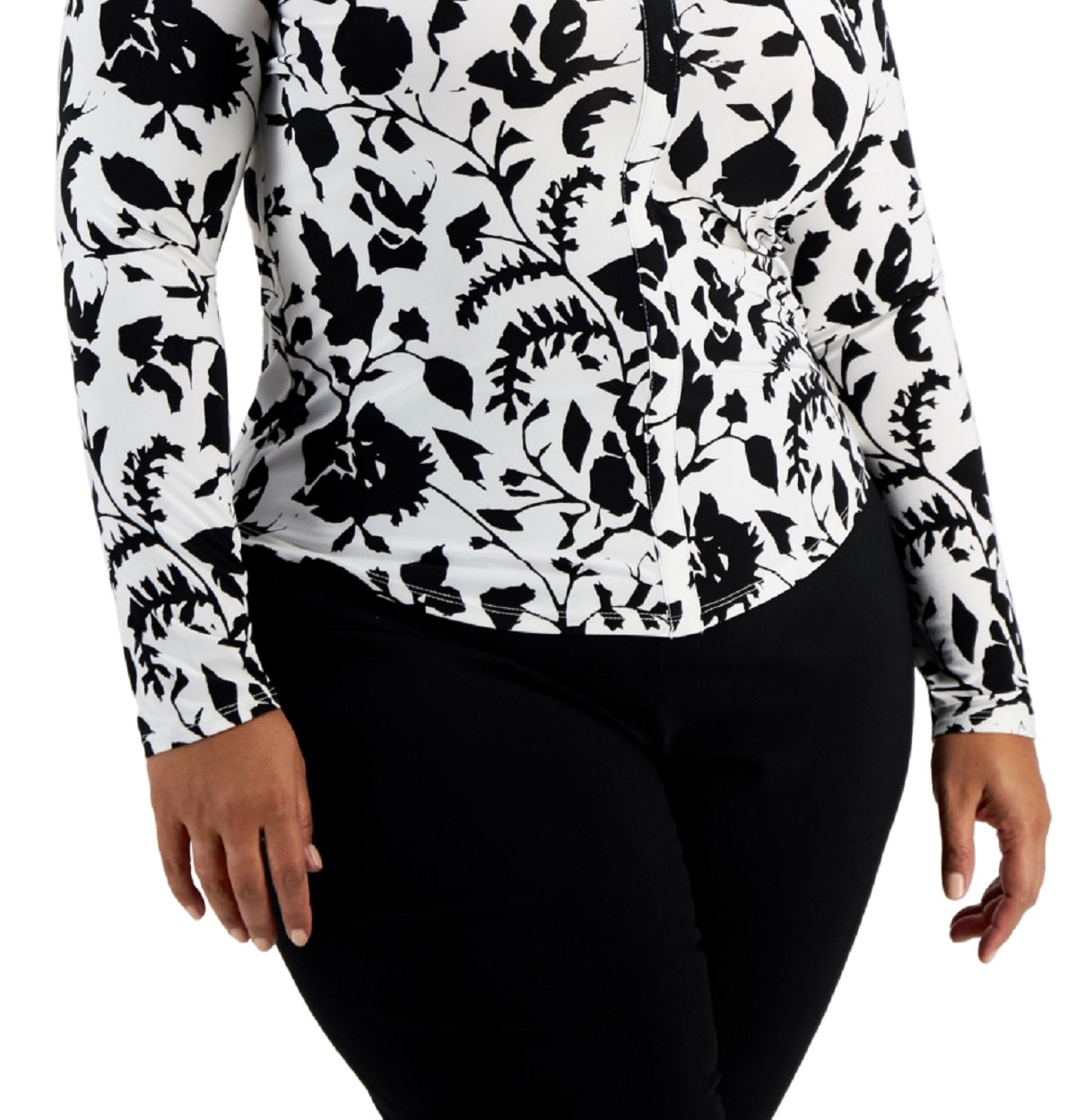INC International Concepts Women's Zip Pocket Top Black Size 3X