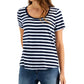 Style & Co Women's Striped Cotton T-Shirt Blue Size Petite Small