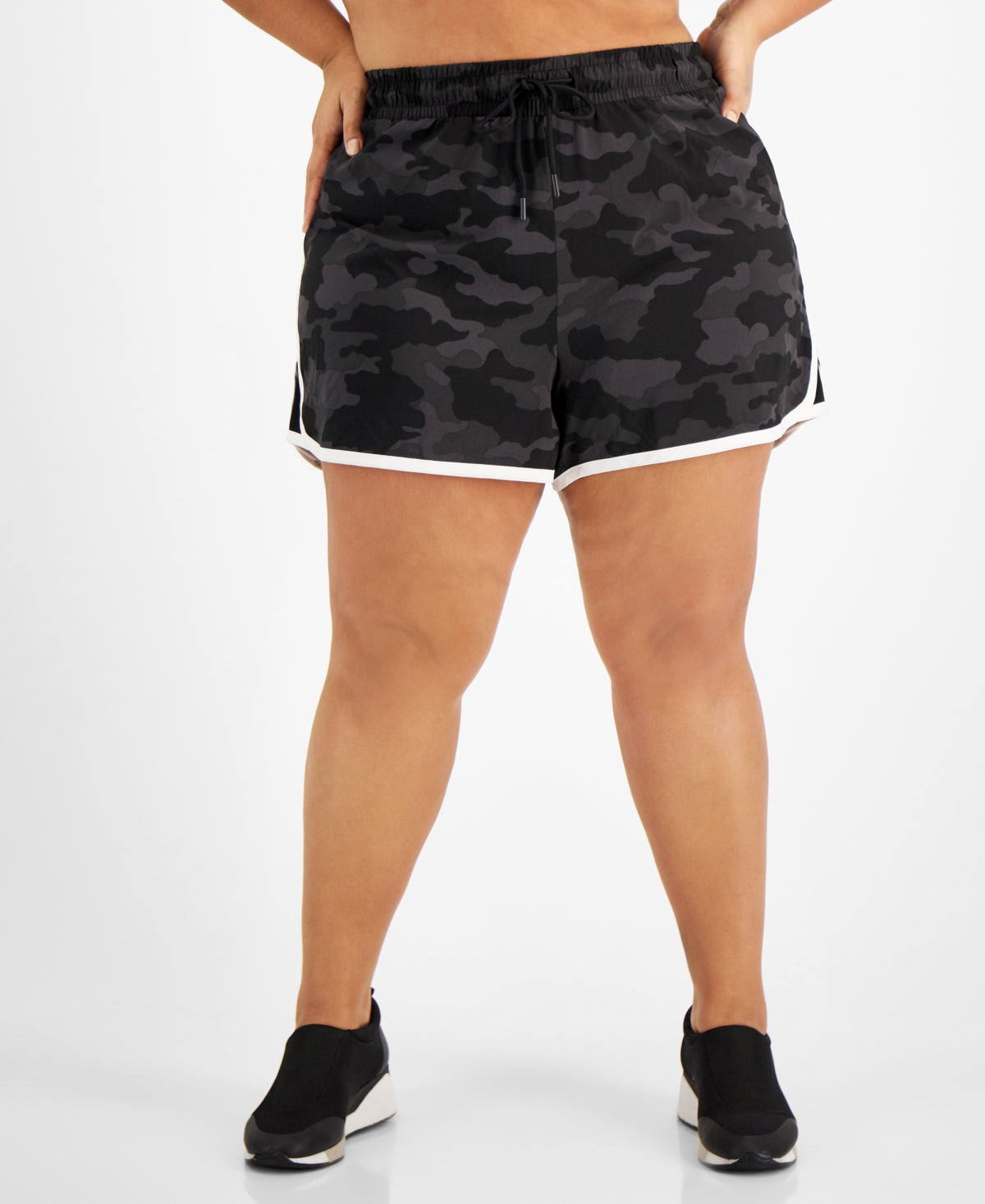 ID Ideology Women's Camp Print Running Shorts Black Size 4X