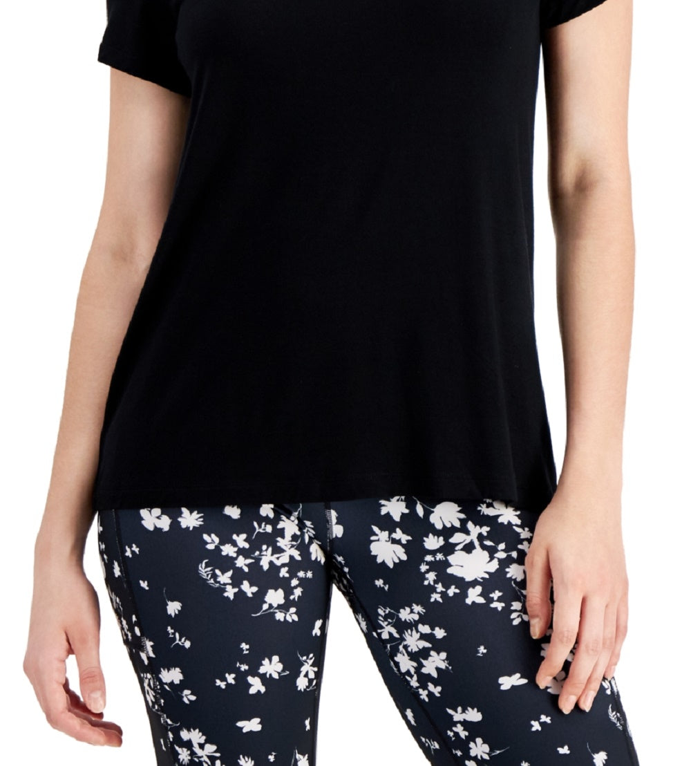 ID Ideology Women's V Neck T-Shirt Black Size Small