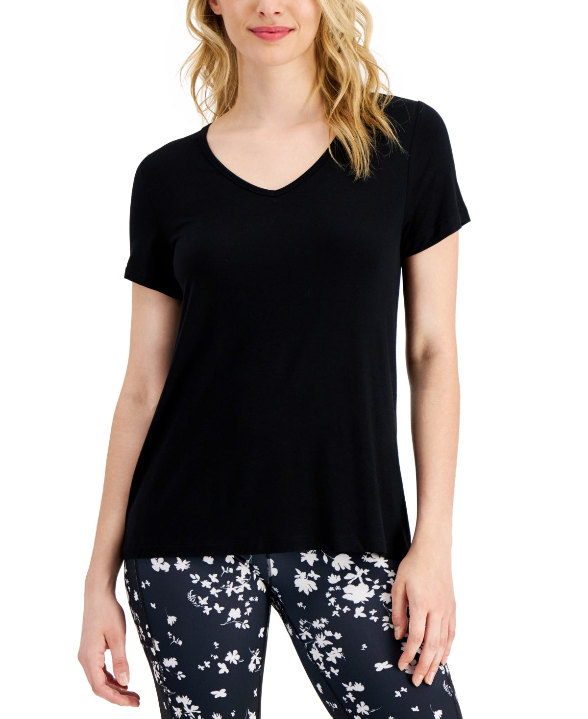 ID Ideology Women's V Neck T-Shirt Black Size Small