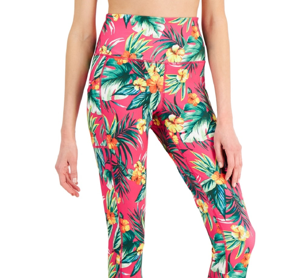 ID Ideology Women's Tropical Side Pocket Leggings Pink Size Large