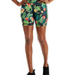 ID Ideology Women's Compression Tropical Print 7 Bike Shorts Black Size Large