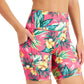 ID Ideology Women's Compression Tropical Print 7 Bike Shorts Pink Size X-Large