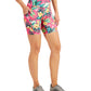 ID Ideology Women's Compression Tropical Print 7 Bike Shorts Pink Size X-Large