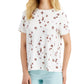 Alfani Women's Printed Crewneck Top Orange Size Petite Small