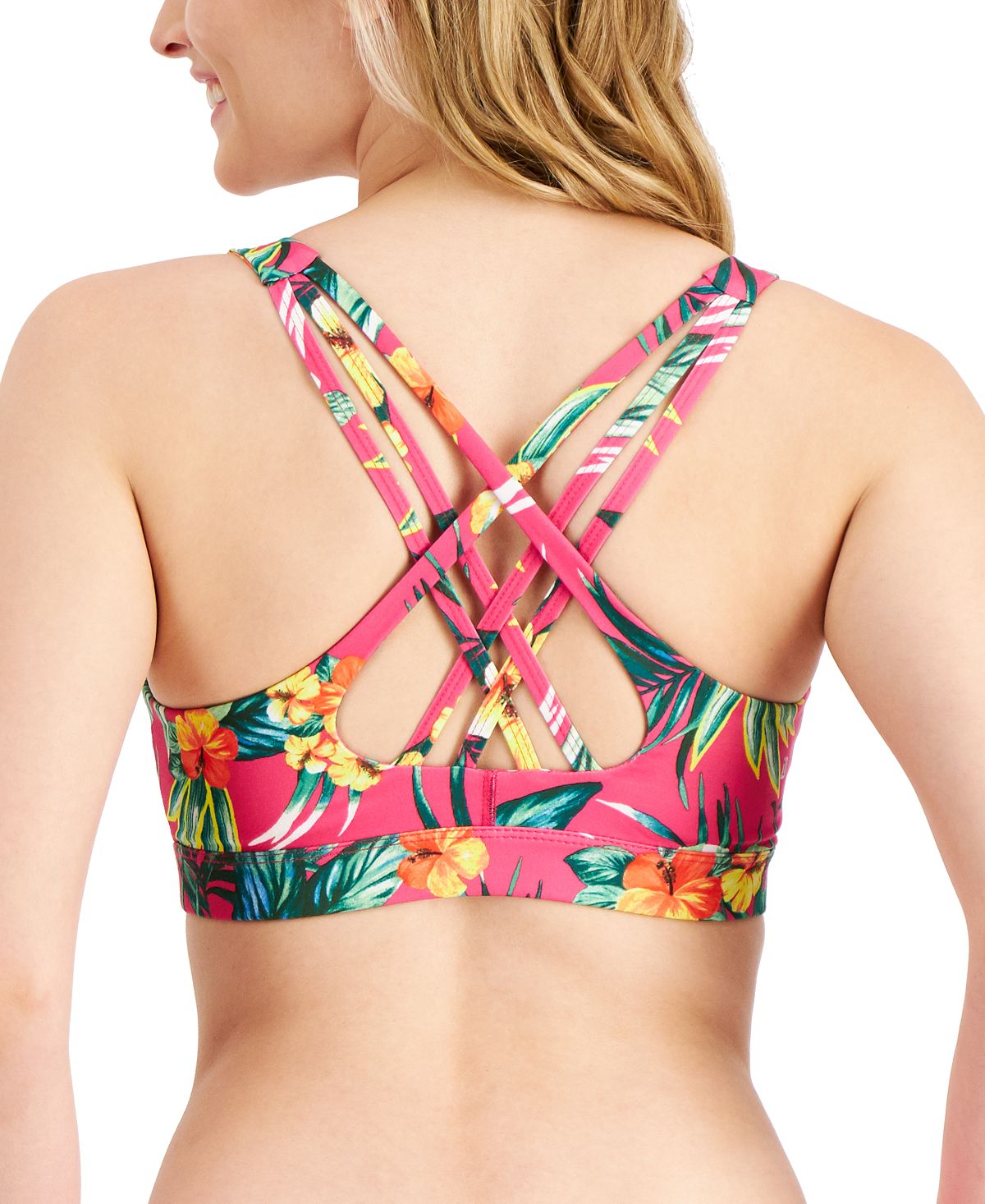 ID Ideology Women's Tropical Print Low Impact Sports Bra Pink