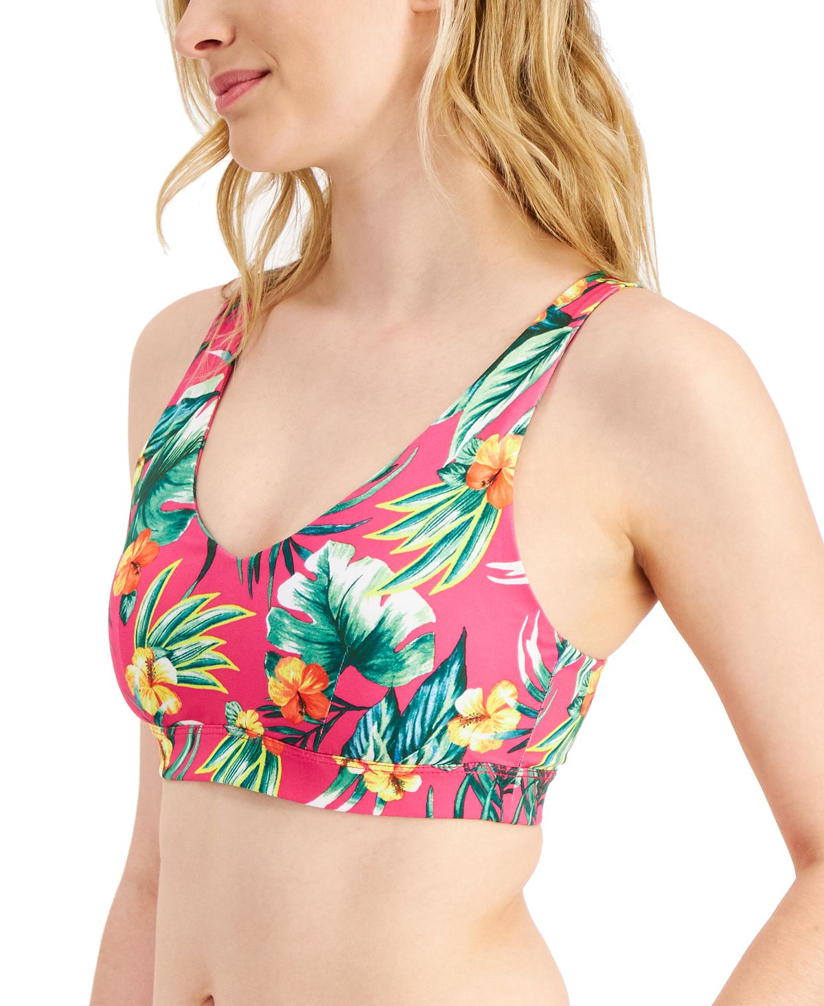 ID Ideology Women's Tropical Print Low Impact Sports Bra Pink