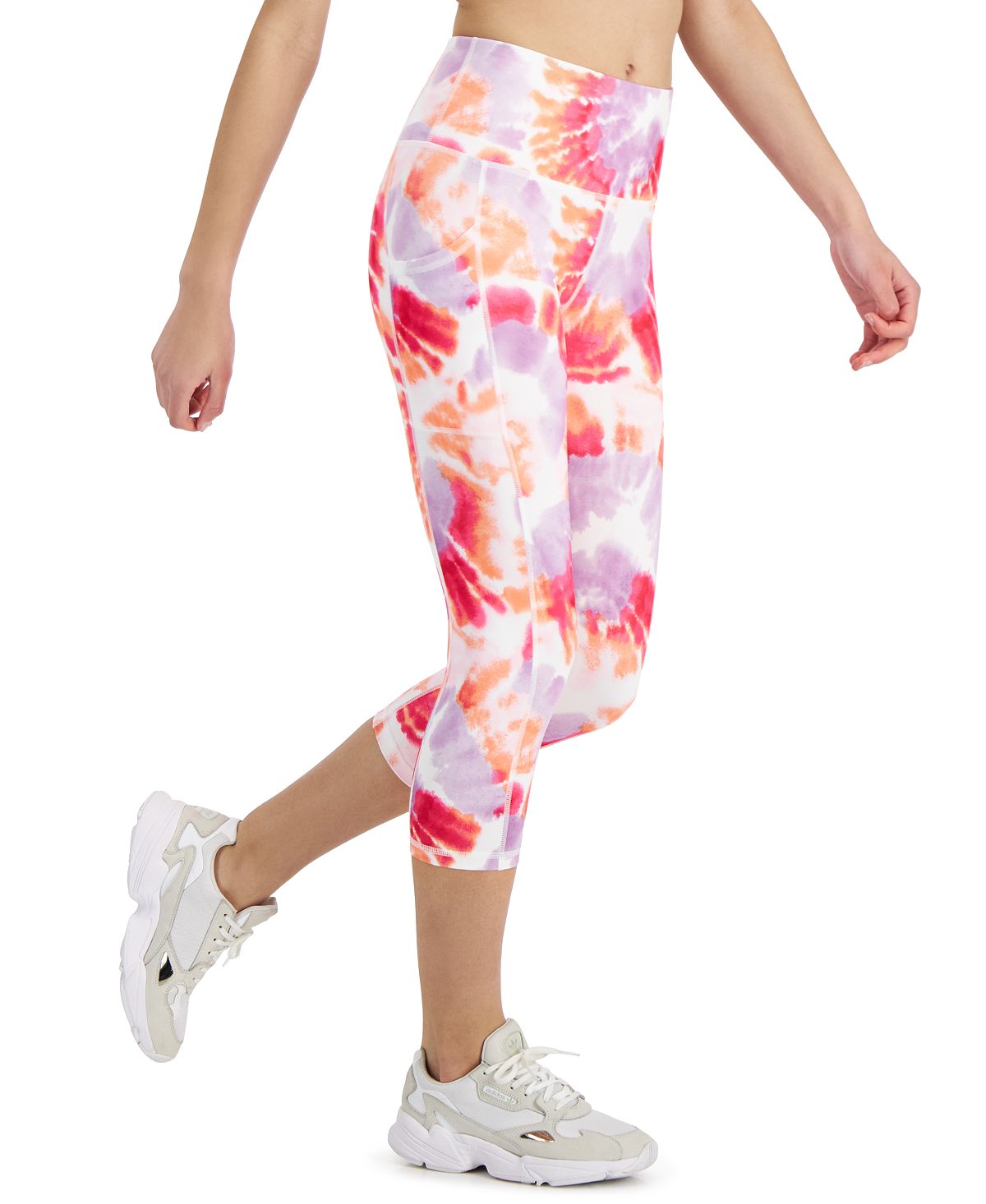 ID Ideology Women's Compression Dye Print Side Pocket Cropped Leggings Orange