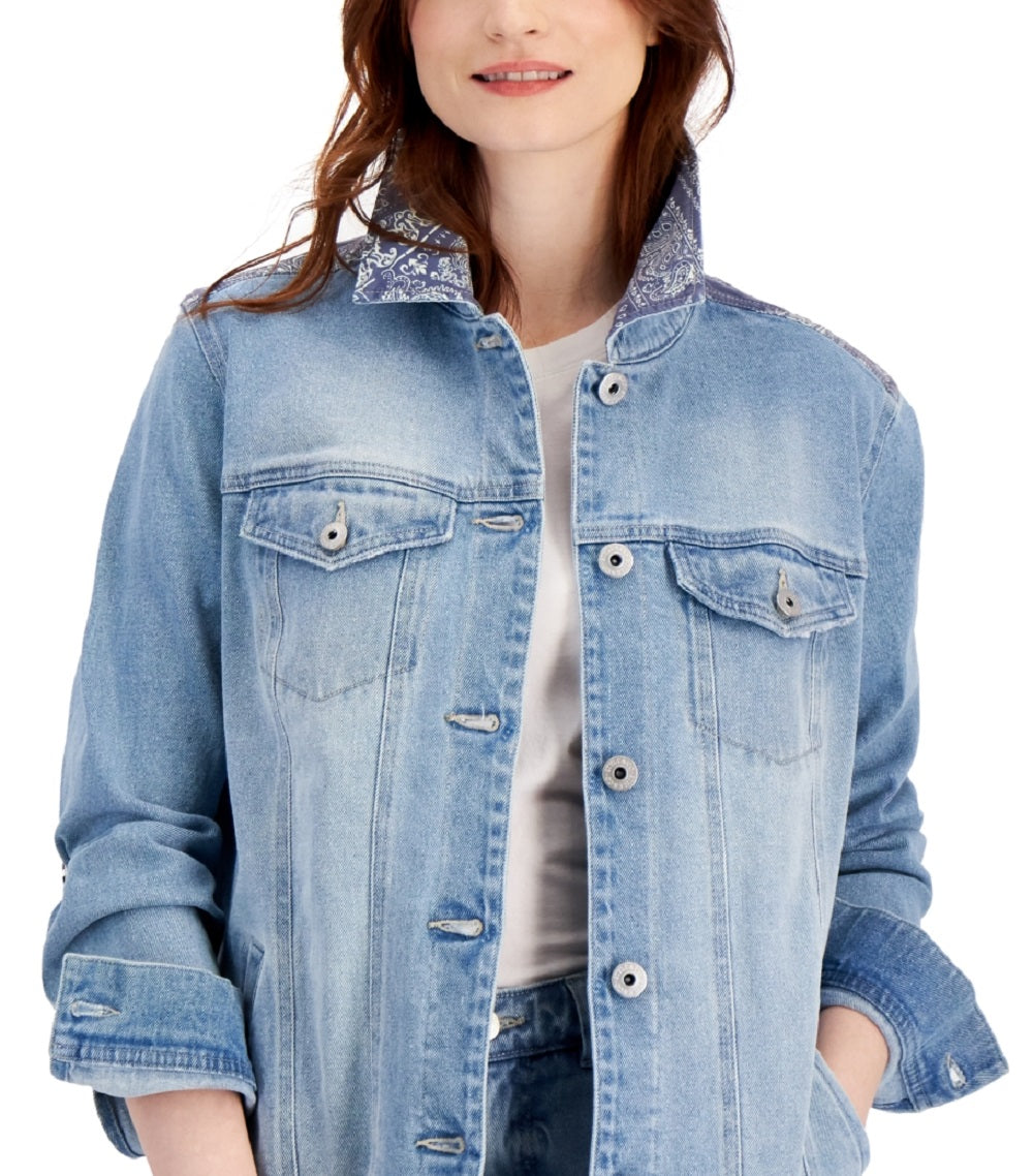 Style & Co Women's Denim Trucker Jacket Blue Size X-Large