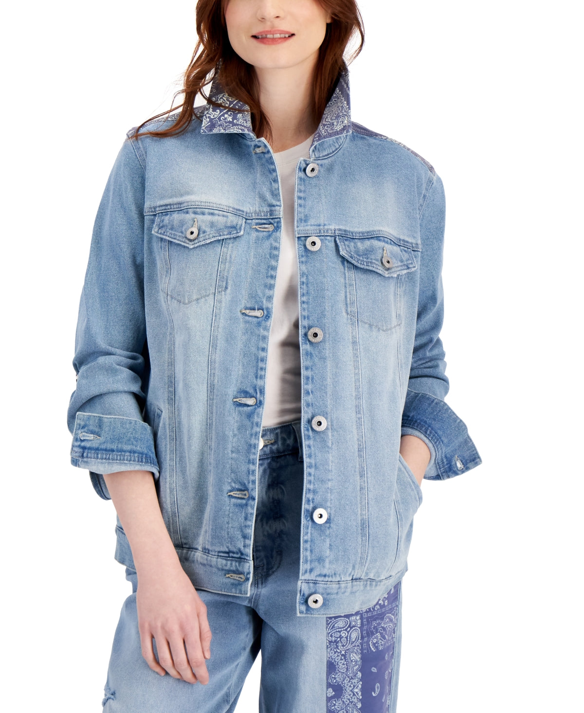 Style & Co Women's Denim Trucker Jacket Blue Size X-Large