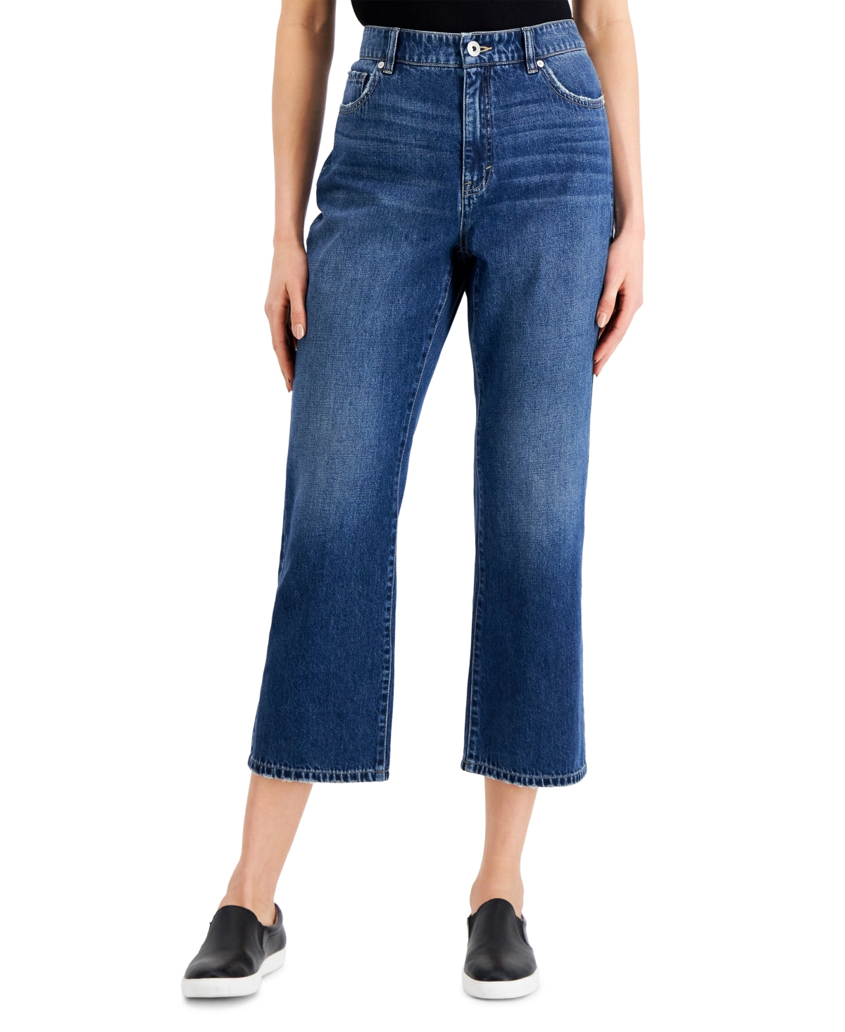Style & Co Women's Slouchy Fit High Rise Cropped Jeans Blue Size 16