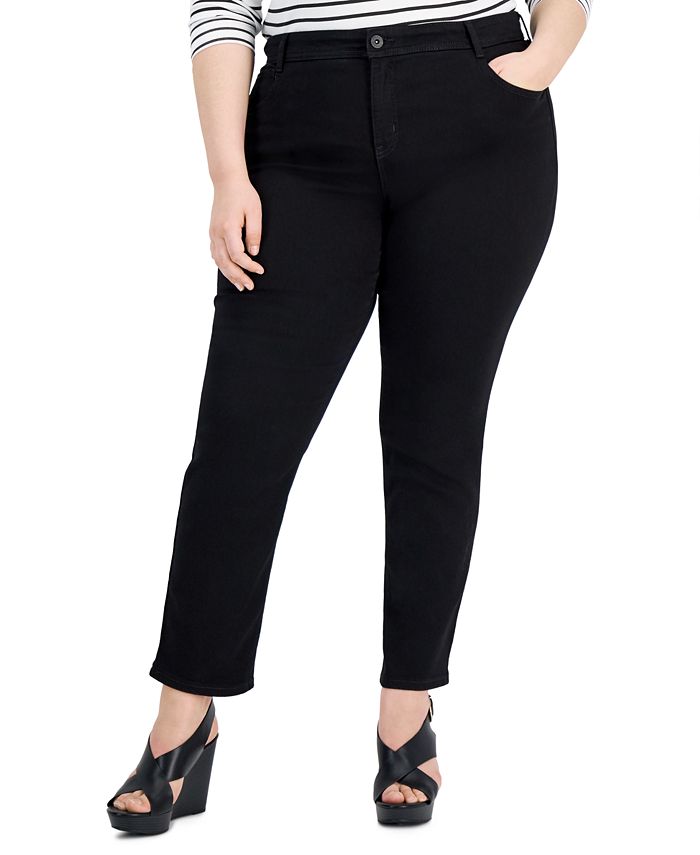 Style & Co Women's High Rise Slim Leg Jeans Black Size 18W