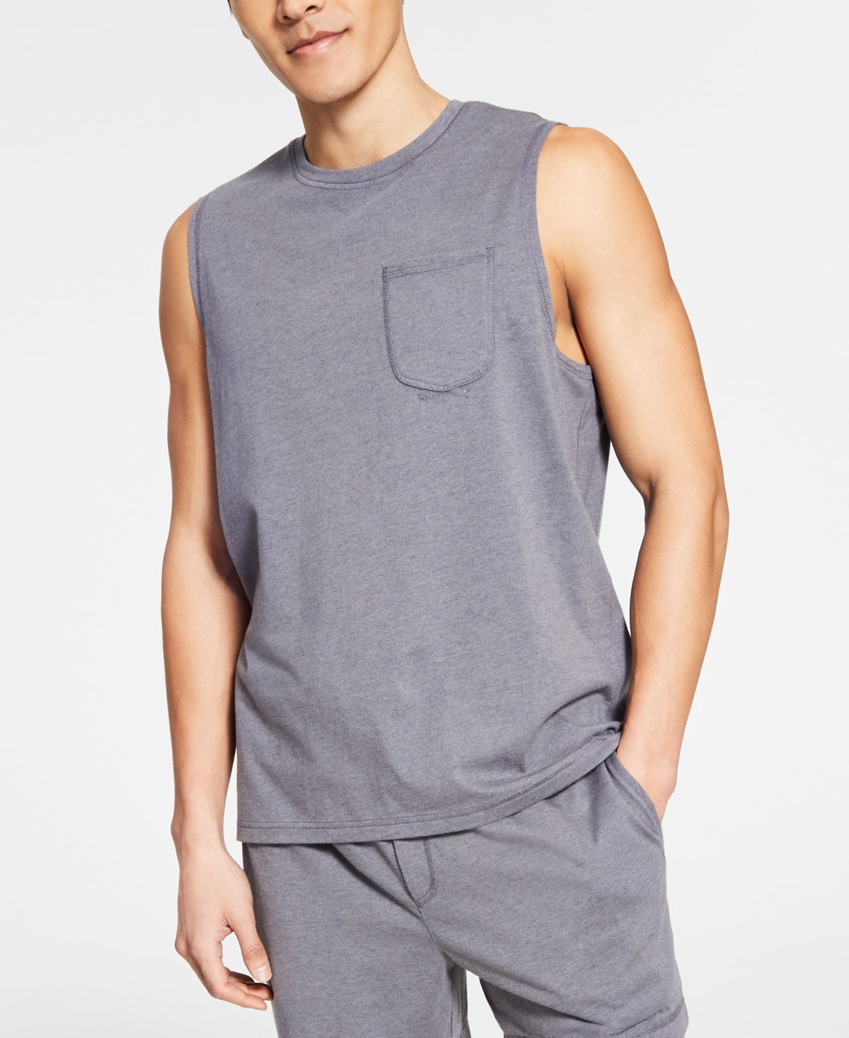 Sun + Stone Men's Sun Washed Knit Pajama Tank Top Gray Size Medium