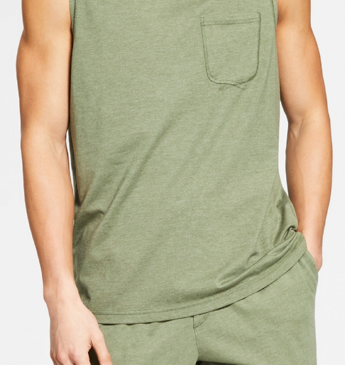 Sun + Stone Men's Sun Washed Knit Pajama Tank Top Green Size Medium