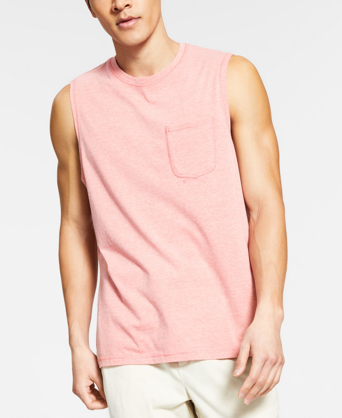Sun + Stone Men's Sun Washed Knit Pajama Tank Top Orange Size Medium