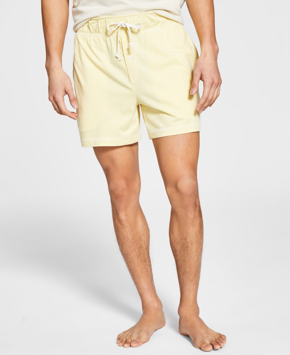 Sun + Stone Men's Sunwashed Knit Pajama Shorts Yellow Size XL