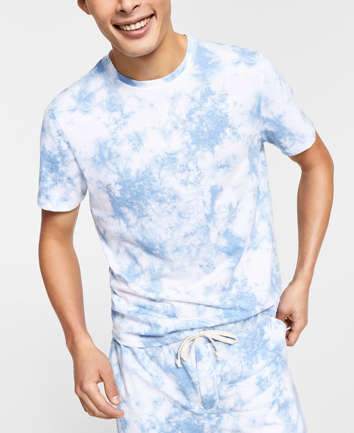 Sun + Stone Men's Scattered Tie Dye Pajama Top Blue Size Medium