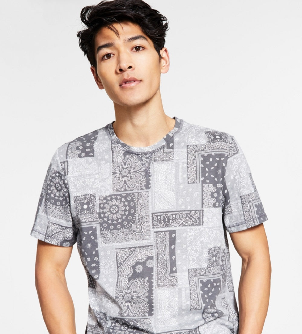 Sun + Stone Men's Paisley Pajama Top Gray Size Small