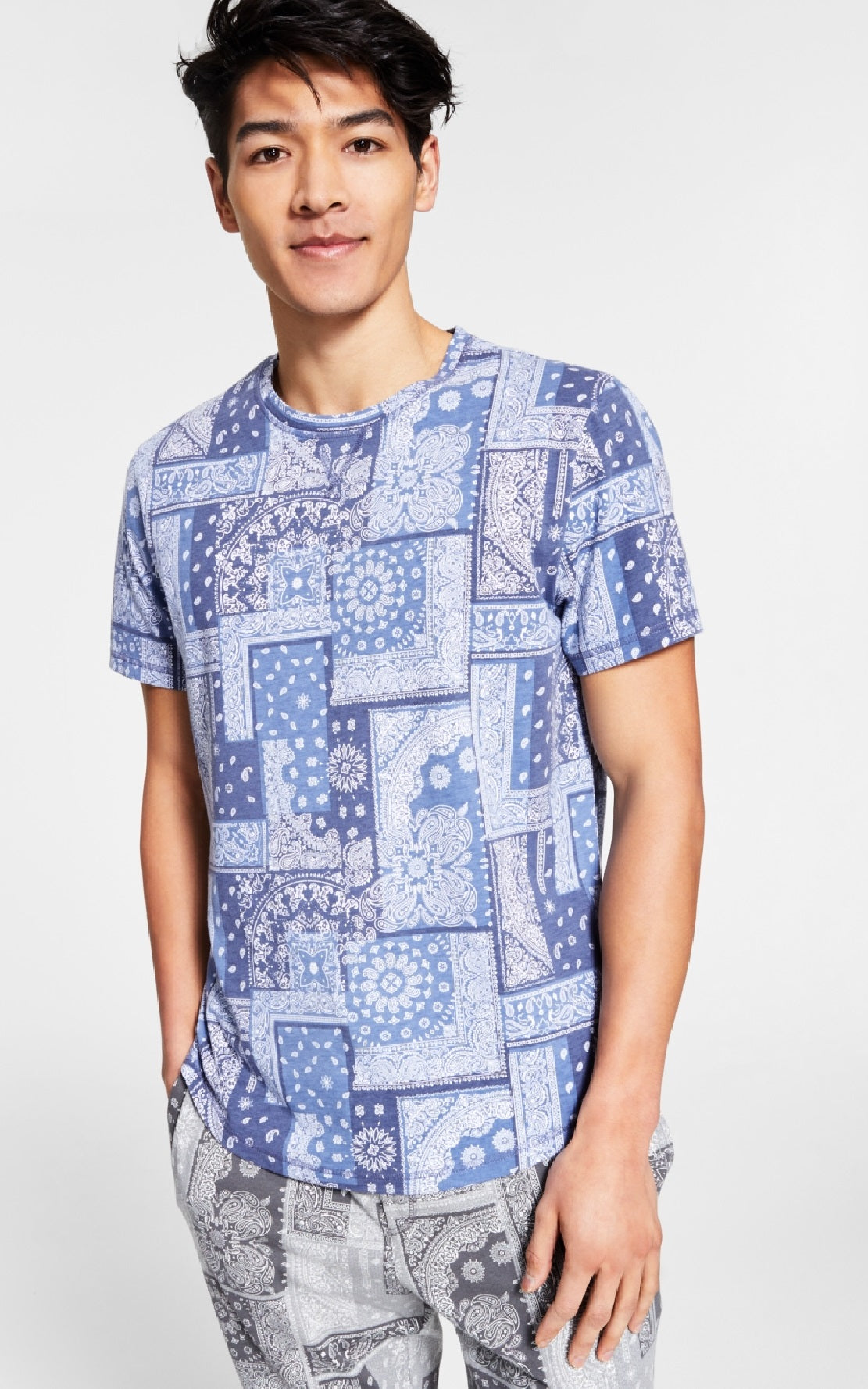 Sun + Stone Men's Paisley Pajama Top Blue Size Large