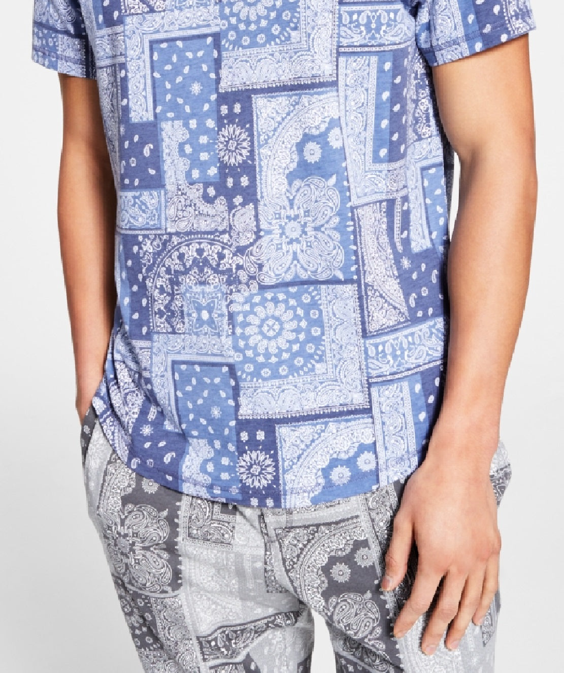 Sun + Stone Men's Paisley Pajama Top Blue Size Large