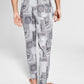 Sun + Stone Men's Paisley Jogger Pajama Pants Gray Size Large