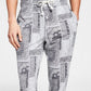 Sun + Stone Men's Paisley Jogger Pajama Pants Gray Size Large