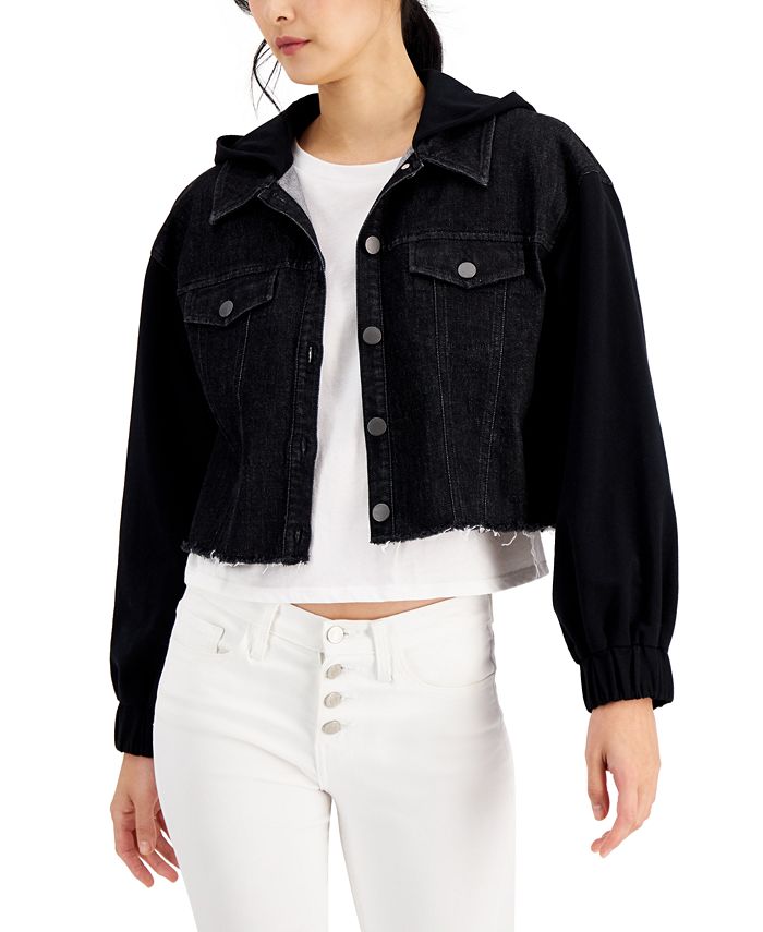 INC International Concepts Women's Mixed Media Jacket Black Size Small