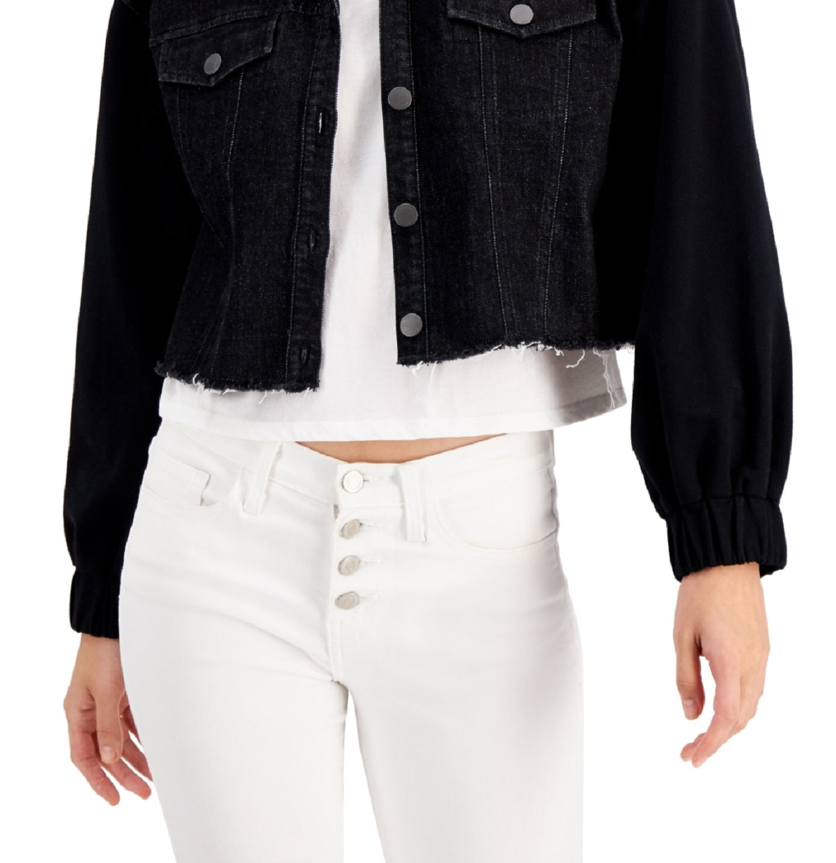 INC International Concepts Women's Mixed-Media Jacket Black Size Medium