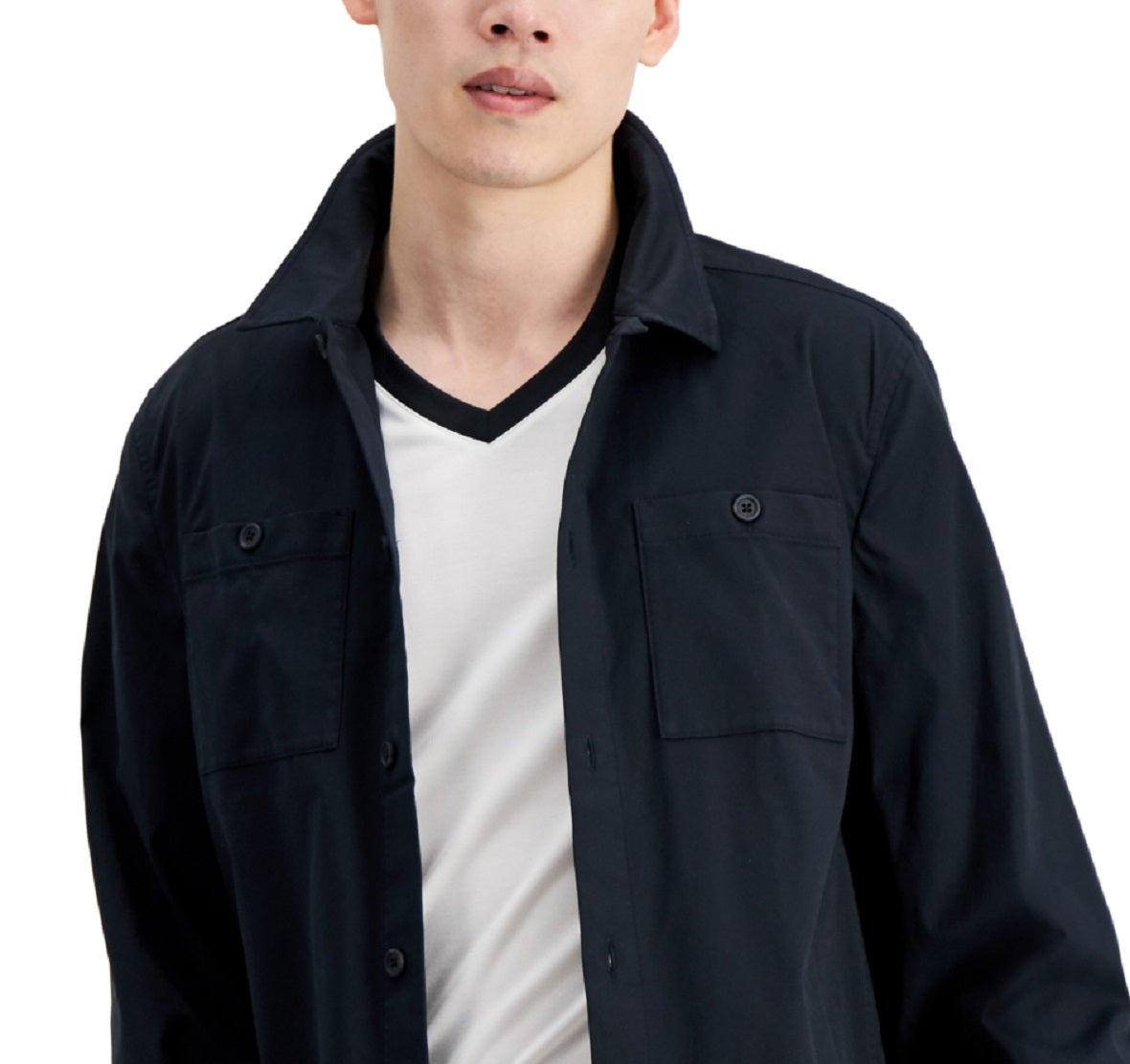 Alfani Men's Twill Overshirt Black Size XX-Large