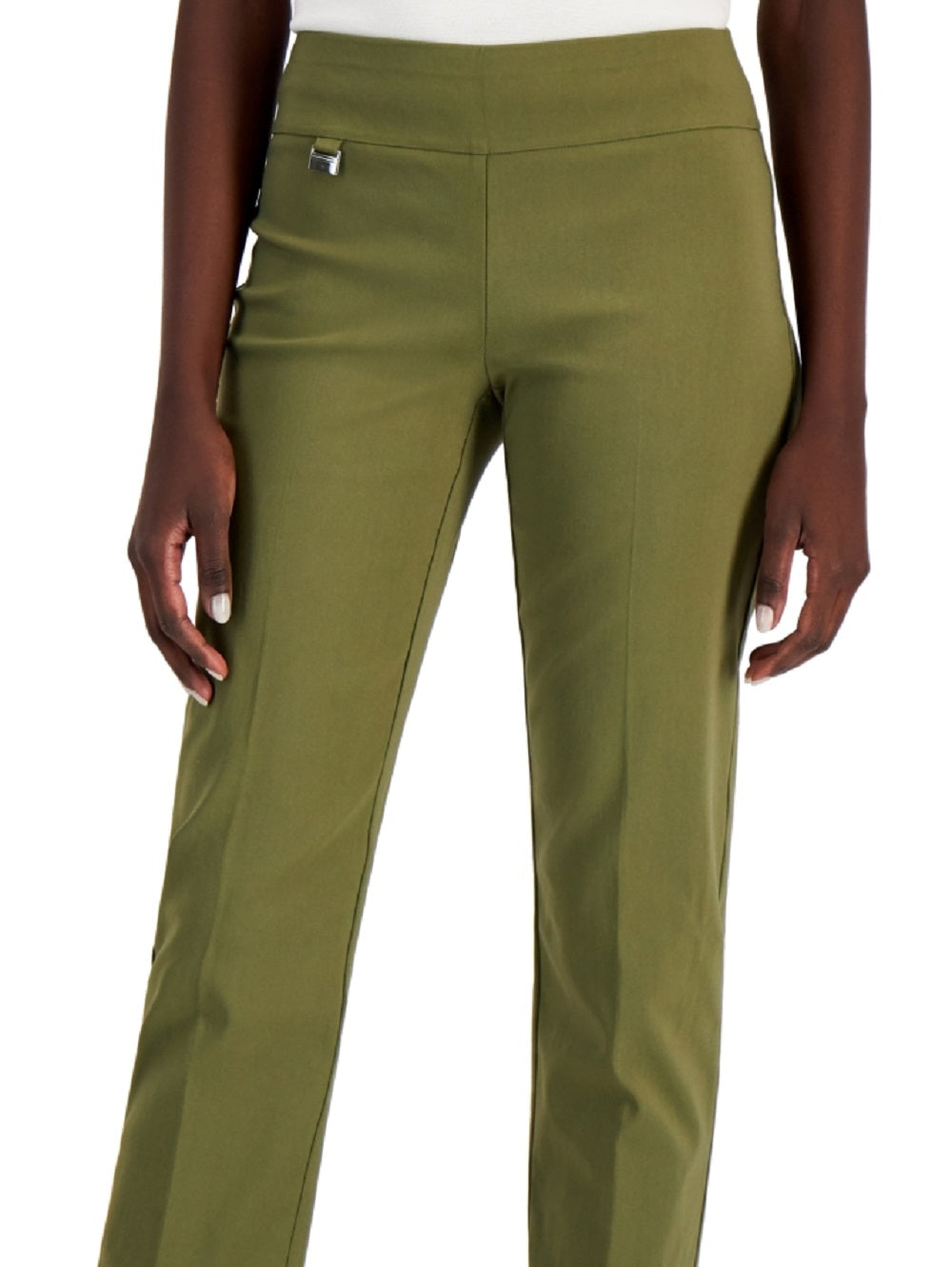 Alfani Women's Tummy Control Pull On Straight Leg Pants Green Size 10