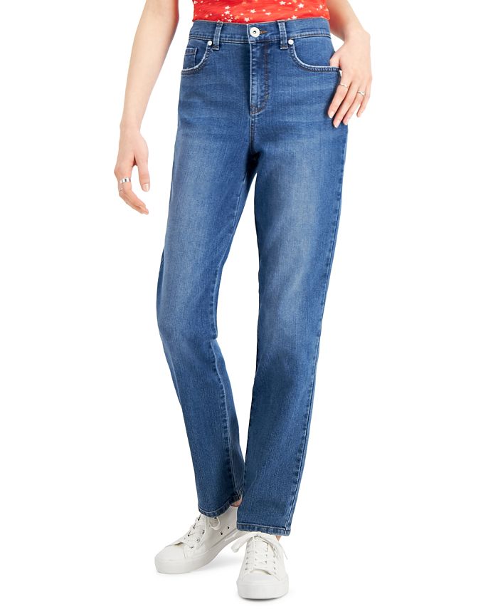 Style & Co Women's Curvy Straight Leg Jeans Blue Size 10 Petite