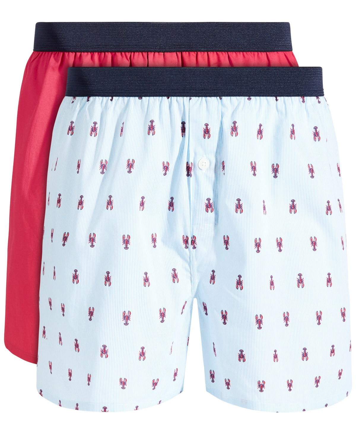 Club Room Men's 2 Pk Lobster & Solid Boxer Shorts Blue Size X-Large