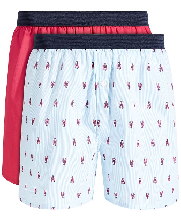 Club Room Men's 2 Pk Lobster & Solid Boxer Shorts Blue Size XX-Large